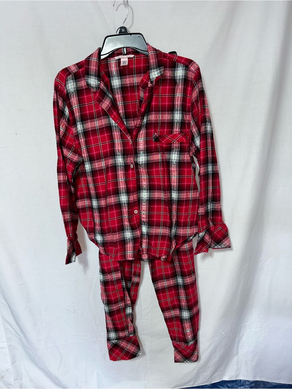 Victoria's Secret Women’s Red Plaid Pajama Set long sleeve Large NWOT